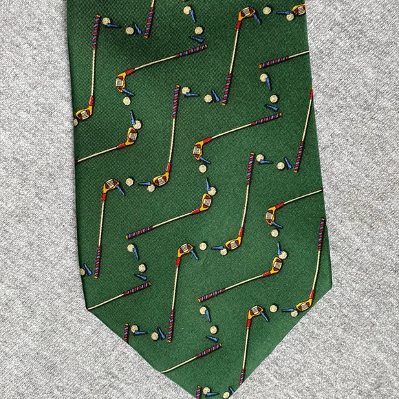 Salvatore Ferragamo Silk Golf Tie - Picture 1 of 5